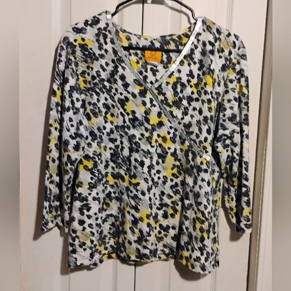 Ruby Rd Black and White Wrap Blouse Relaxed Fit - Picture 1 of 12